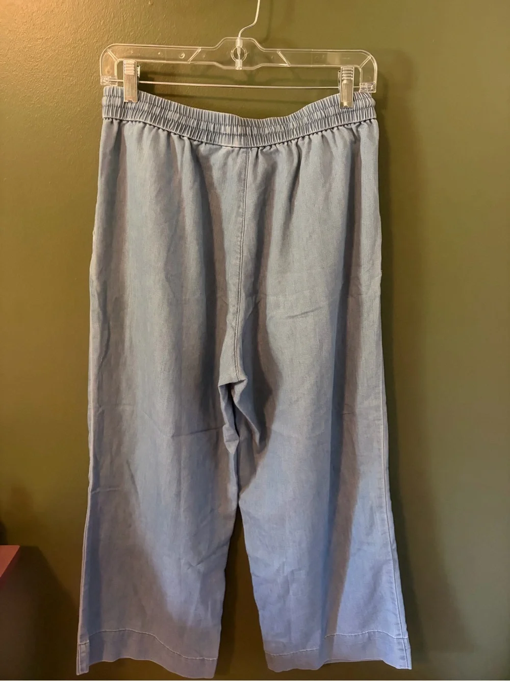 Light Blue women’s Drawstring Linen-Blend Pants